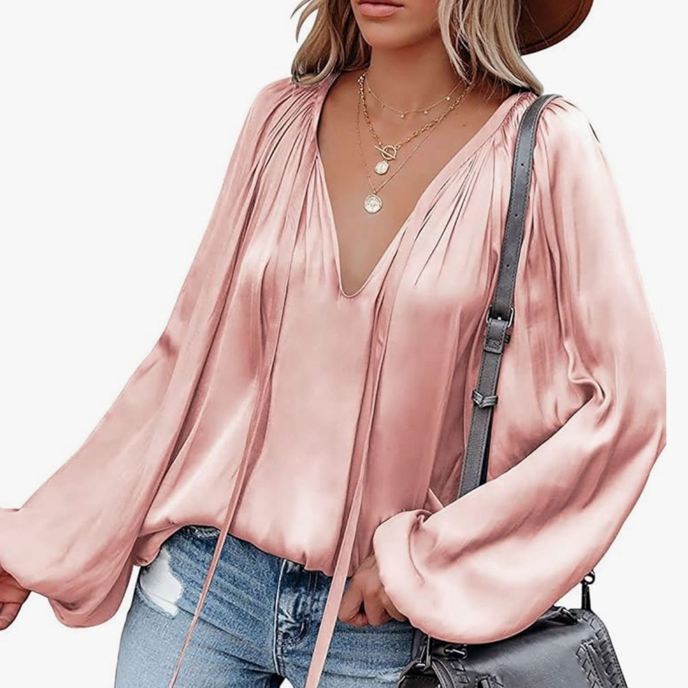 Chigant Pink Satin Blouse